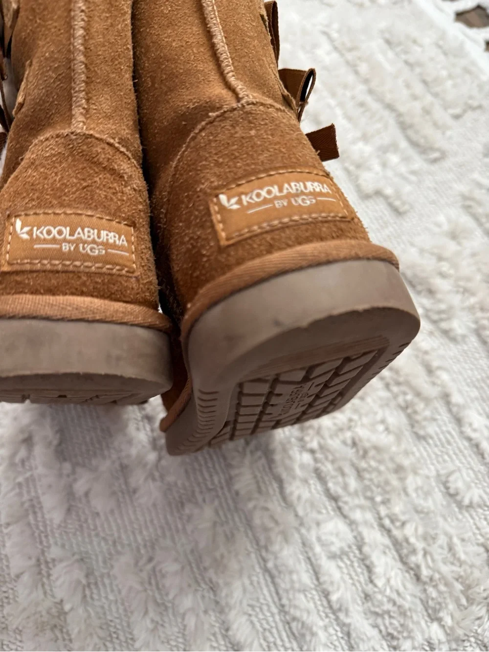 Koolaburra By Ugg Girl Size 12 Suede Bow Chestnut Brown Victoria Boots Reg $74